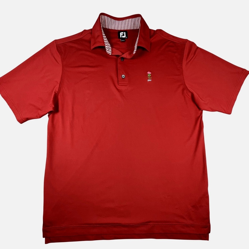 FootJoy Polo Mens L Red 1900 Thistle Golf Shirt Short Sleeve Performance Stretch